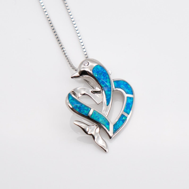 Delfin & Herz Anhänger (Opal)