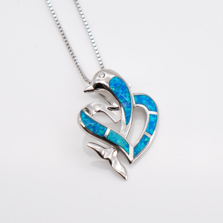 Delfin & Herz Anhänger (Opal)