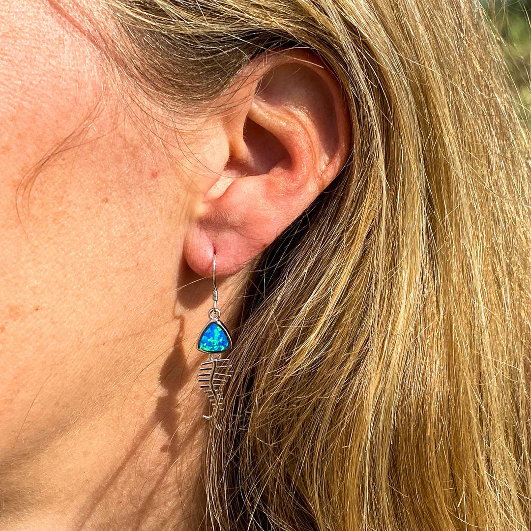 Fischgräten Ohrhänger (Opal)