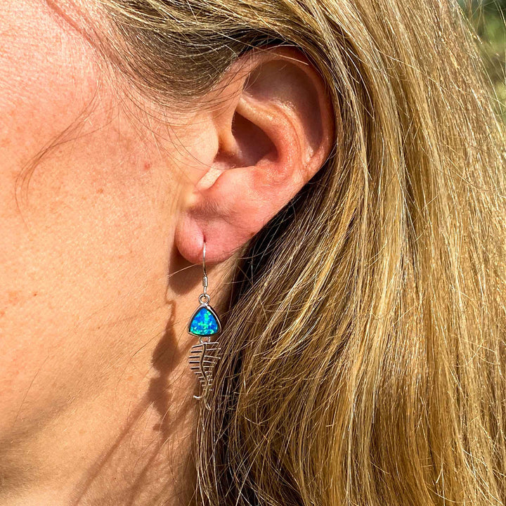 Fischgräten Ohrhänger (Opal)
