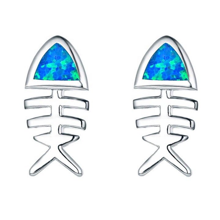 Fischgräten Ohrstecker (Opal)