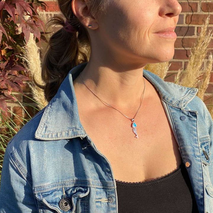 Fischgräten Anhänger (Opal)