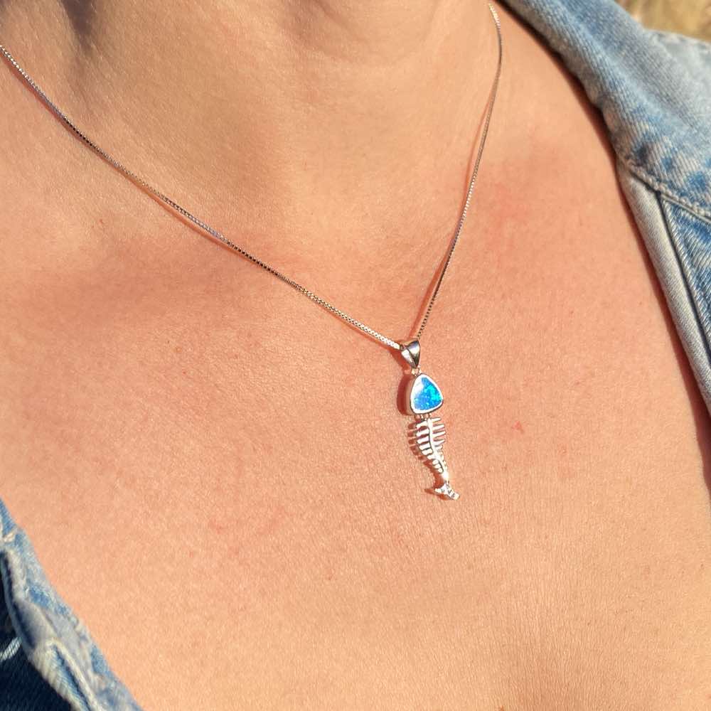 Fischgräten Anhänger (Opal)