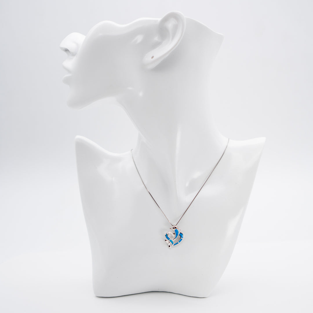 Delfin & Herz Anhänger (Opal)