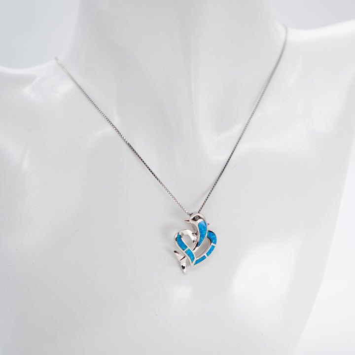 Delfin & Herz Anhänger (Opal)