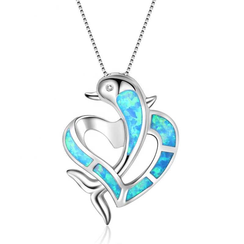 Delfin & Herz Anhänger (Opal)