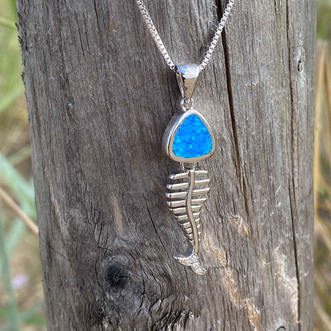 Fischgräten Anhänger (Opal)