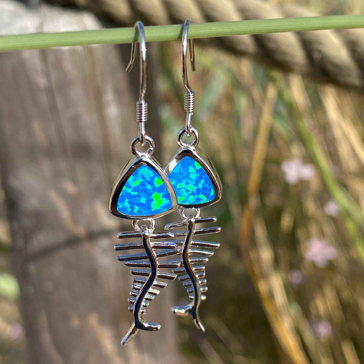 Fischgräten Ohrhänger (Opal)