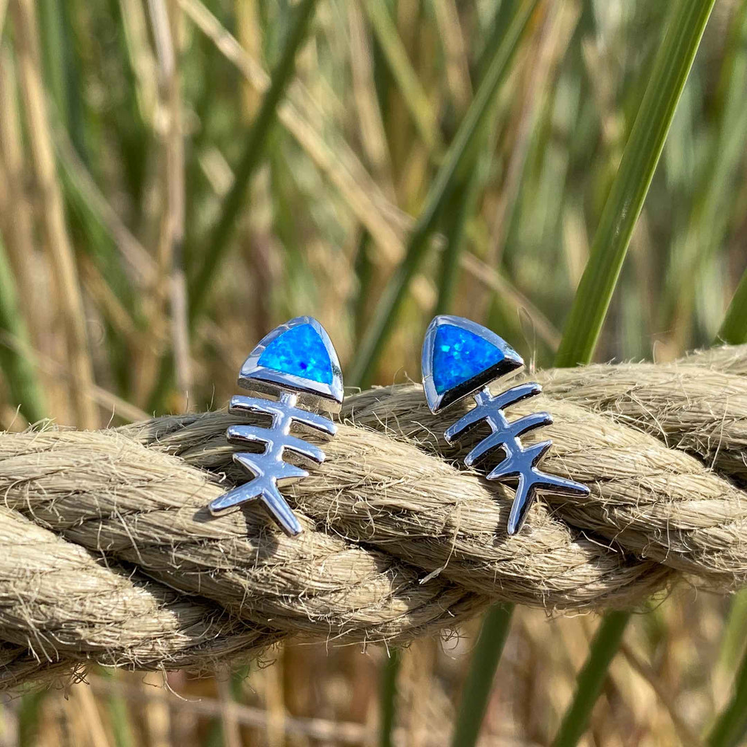 Fischgräten Ohrstecker (Opal)