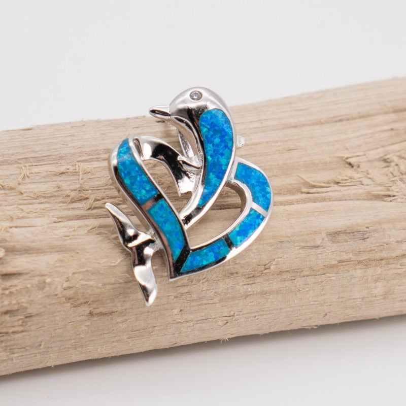 Delfin & Herz Anhänger (Opal)