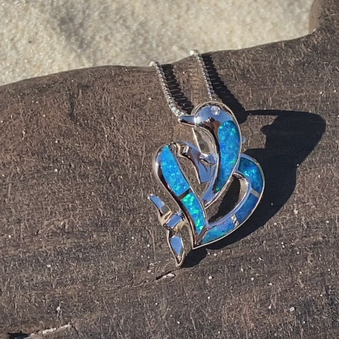 Delfin & Herz Anhänger (Opal)