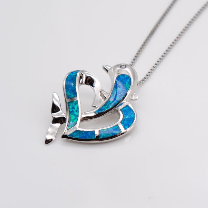 Delfin & Herz Anhänger (Opal)