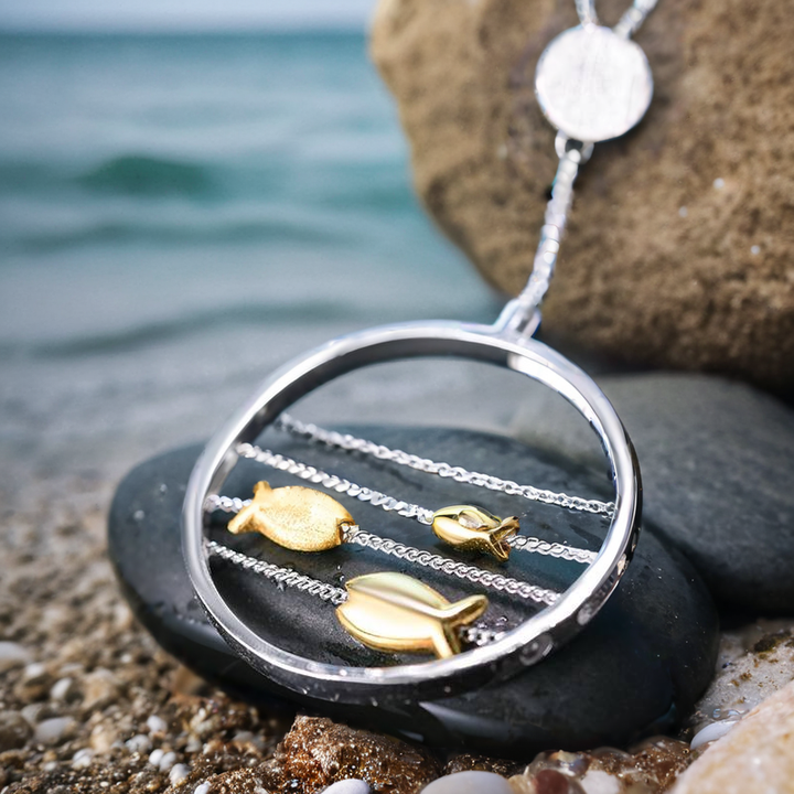 "Fisch im Meer" Halskette (Silver un Gold)