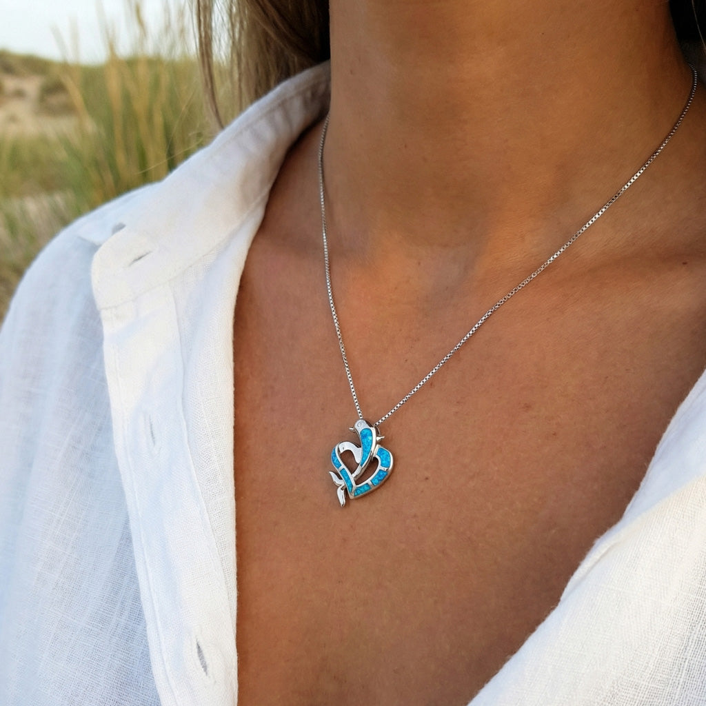 Delfin & Herz Anhänger (Opal)